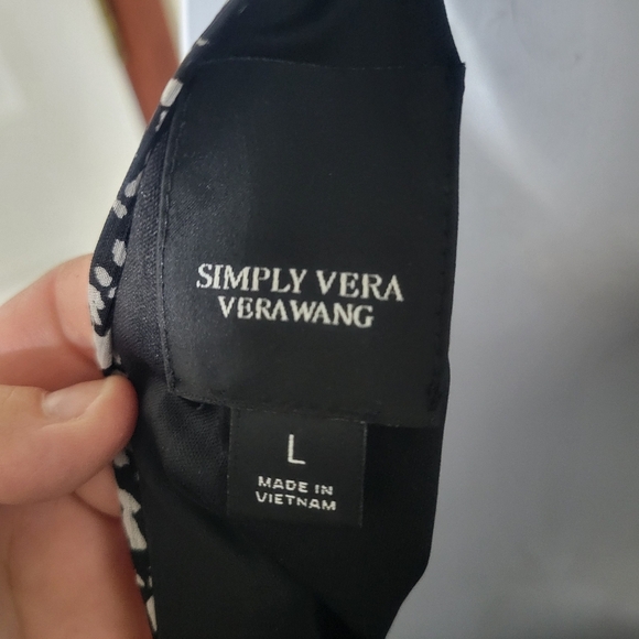 Simply Vera Vera Wang Mix-Print Fit & Flare Dress - Black and White Size L - Picture 3 of 8